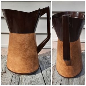 Vtg Thermo-Serv insulated Carafe brown leather-look coffee